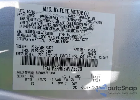 2011 Ford Focus Se z USA, uszkodzony, nr VIN 1FAHP3FN0BW173820